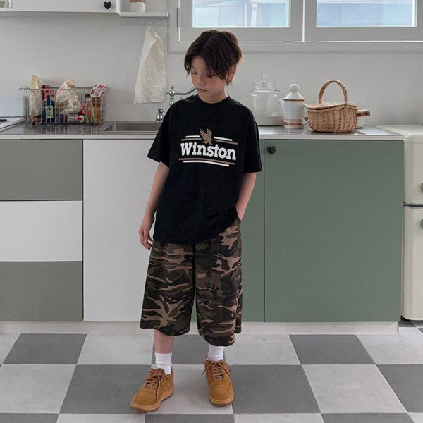 Camo Bermuda Pants Korean toddler pants in beige made in Korea