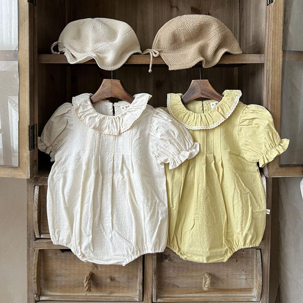 Lemon Collar Bodysuit Korean infant bodysuit in ivory made in Korea