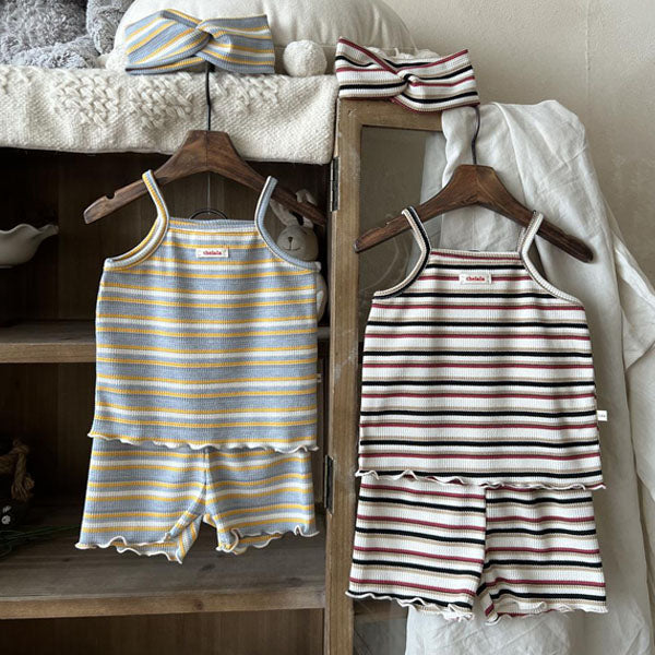 Click Top & Bottom Set Korean toddler set in yellow flame made in Korea