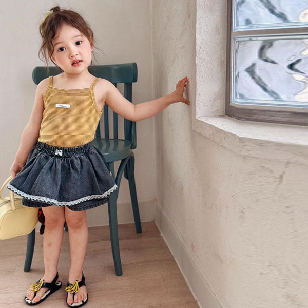 Black Denim Skort Korean toddler skort in solid color made in Korea