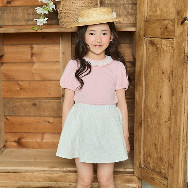 Embroidered Tee Korean toddler t-shirt in pink made in Korea