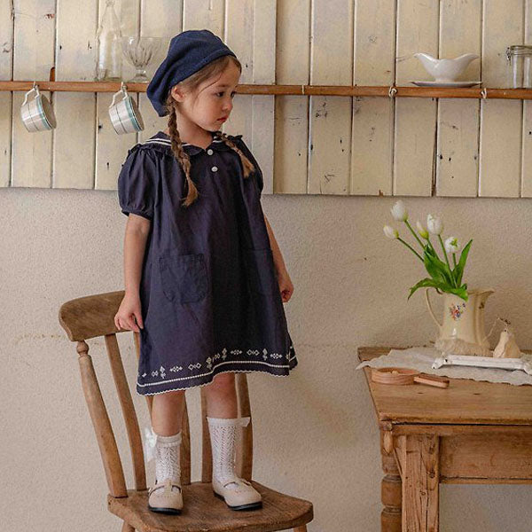 Kids Marinette Marine Dress Korean toddler dress in ivory(slightly sheer) made in Korea