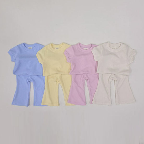 Candy Flared Top & Bottom Set Korean toddler set in lemon made in Korea