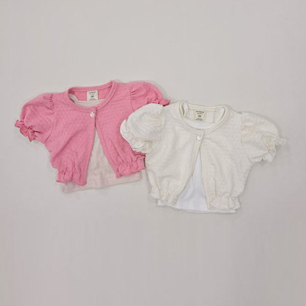 Puff Cardigan Tank Top Set Korean toddler sweater in pink made in Korea