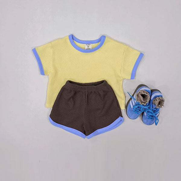 Color Mix Waffle Top & Bottom Set Korean toddler set in lilac made in Korea