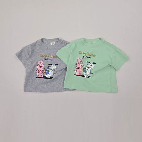 Character Short Sleeve Tee Korean toddler t-shirt in mint made in Korea