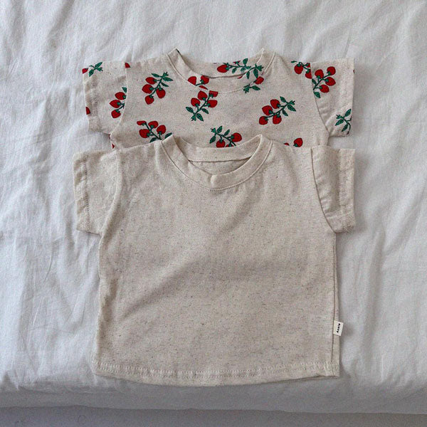 Linen Short Sleeve Tee Korean infant t-shirt in beige made in Korea