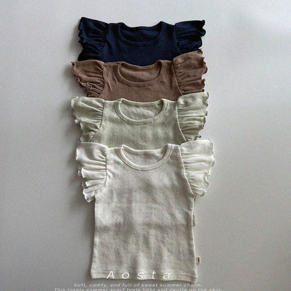 Angel Ruffle Tee Korean infant t-shirt in navy made in Korea