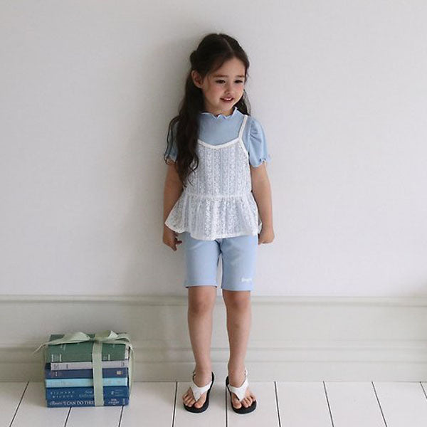 Lace Bustier Korean toddler tops in ivory made in Korea
