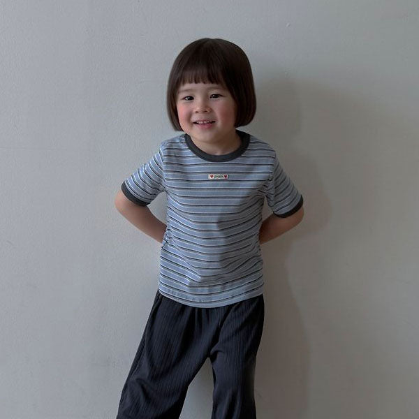 Stripe Ringer Tee Korean toddler t-shirt in purple stripe made in Korea