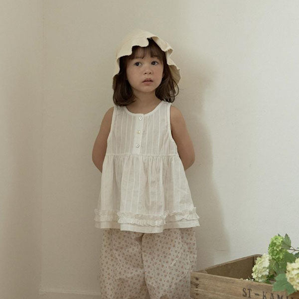 Pretty Petite Ruffle Blouse Korean toddler blouse in ivory made in Korea