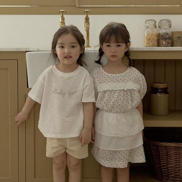 Pretty Lucky You Tee Korean toddler t-shirt in ivory made in Korea
