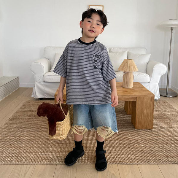 Distressed Denim Pants Korean toddler pants in solid color made in Korea