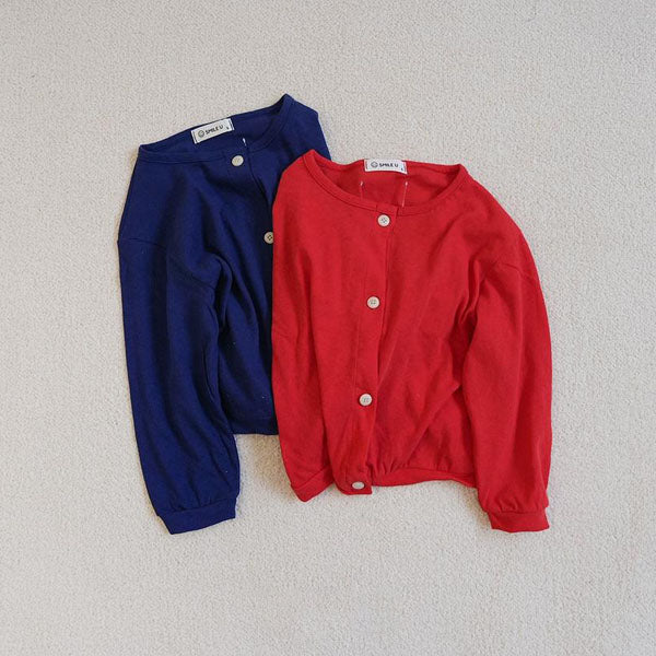 Summer Cardigan Korean toddler sweater in red made in Korea