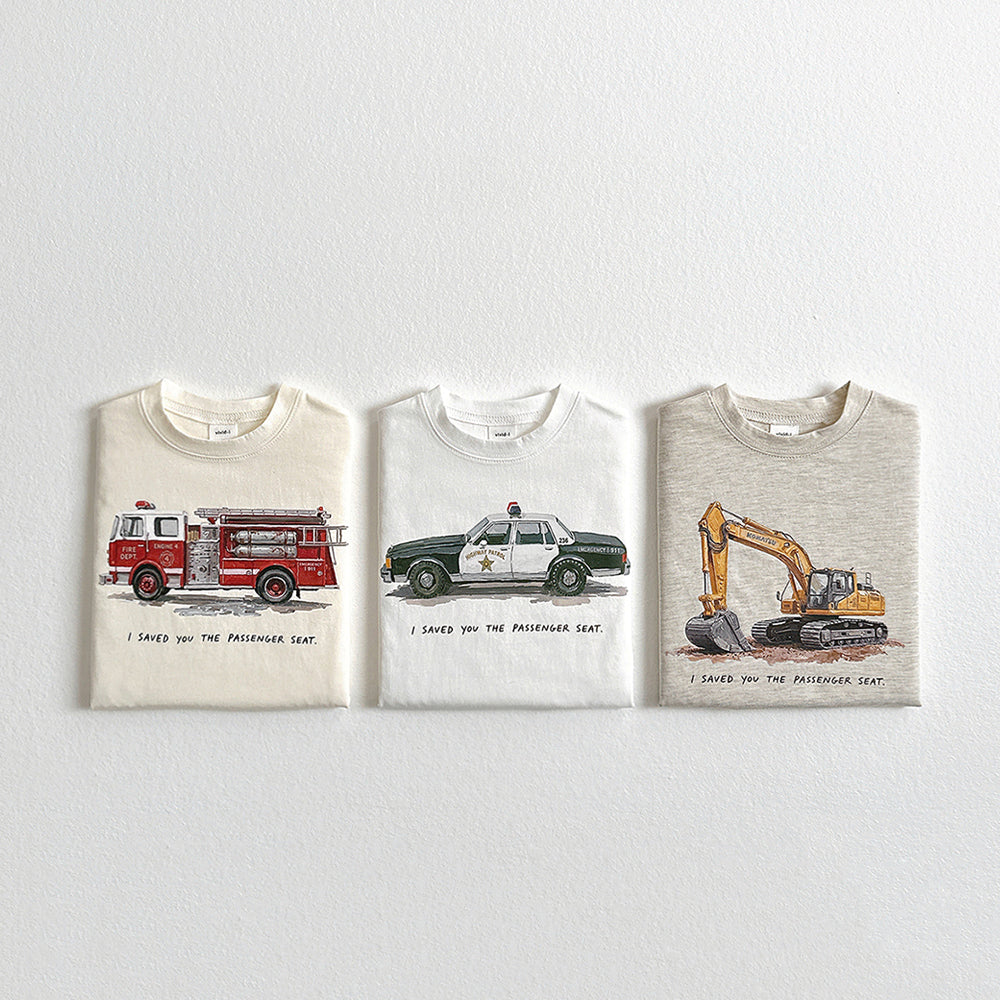 Vintage Car Short Sleeve Tee Korean toddler t-shirt in ivory made in Korea