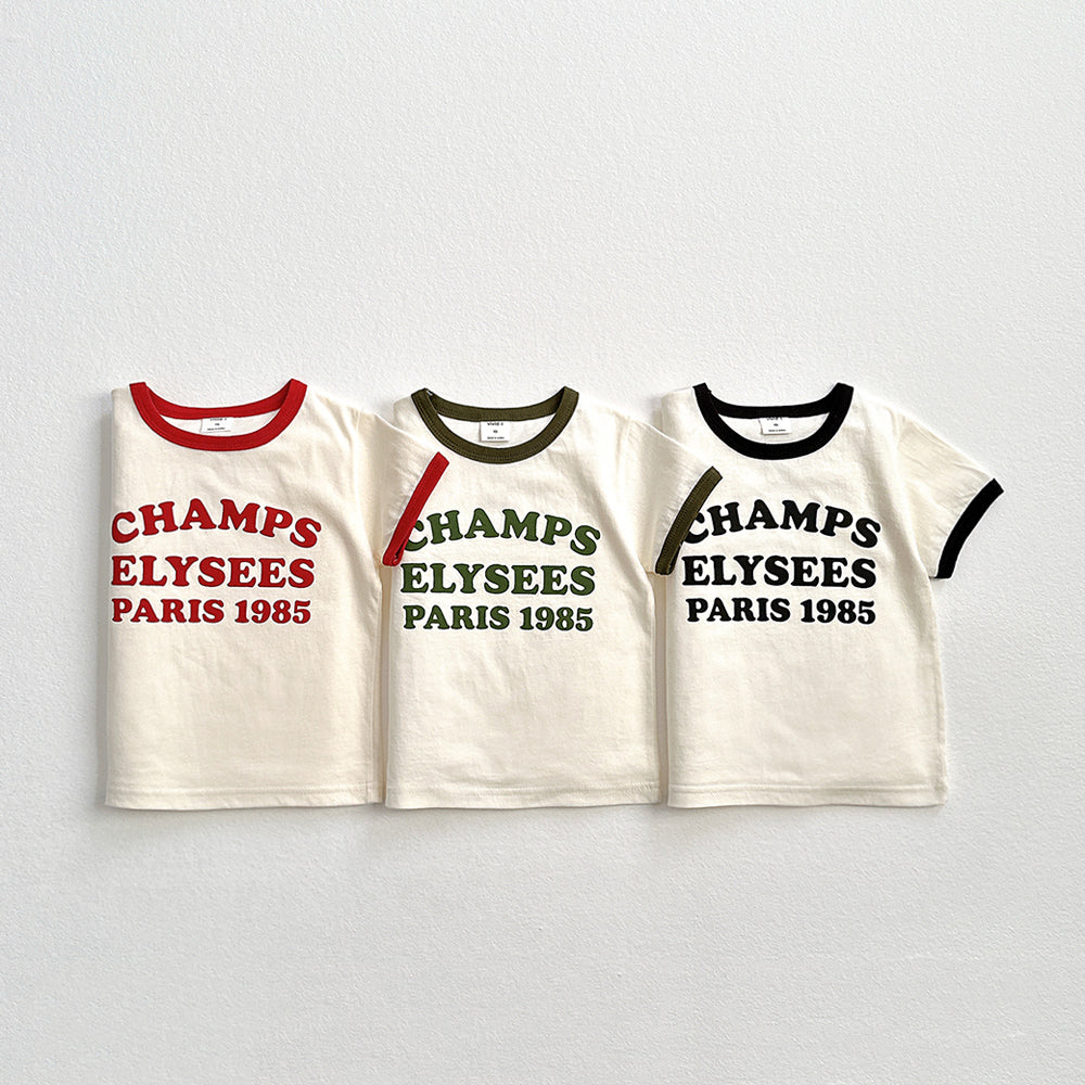 Champs Binding Short Sleeve Tee Korean toddler t-shirt in khaki made in Korea