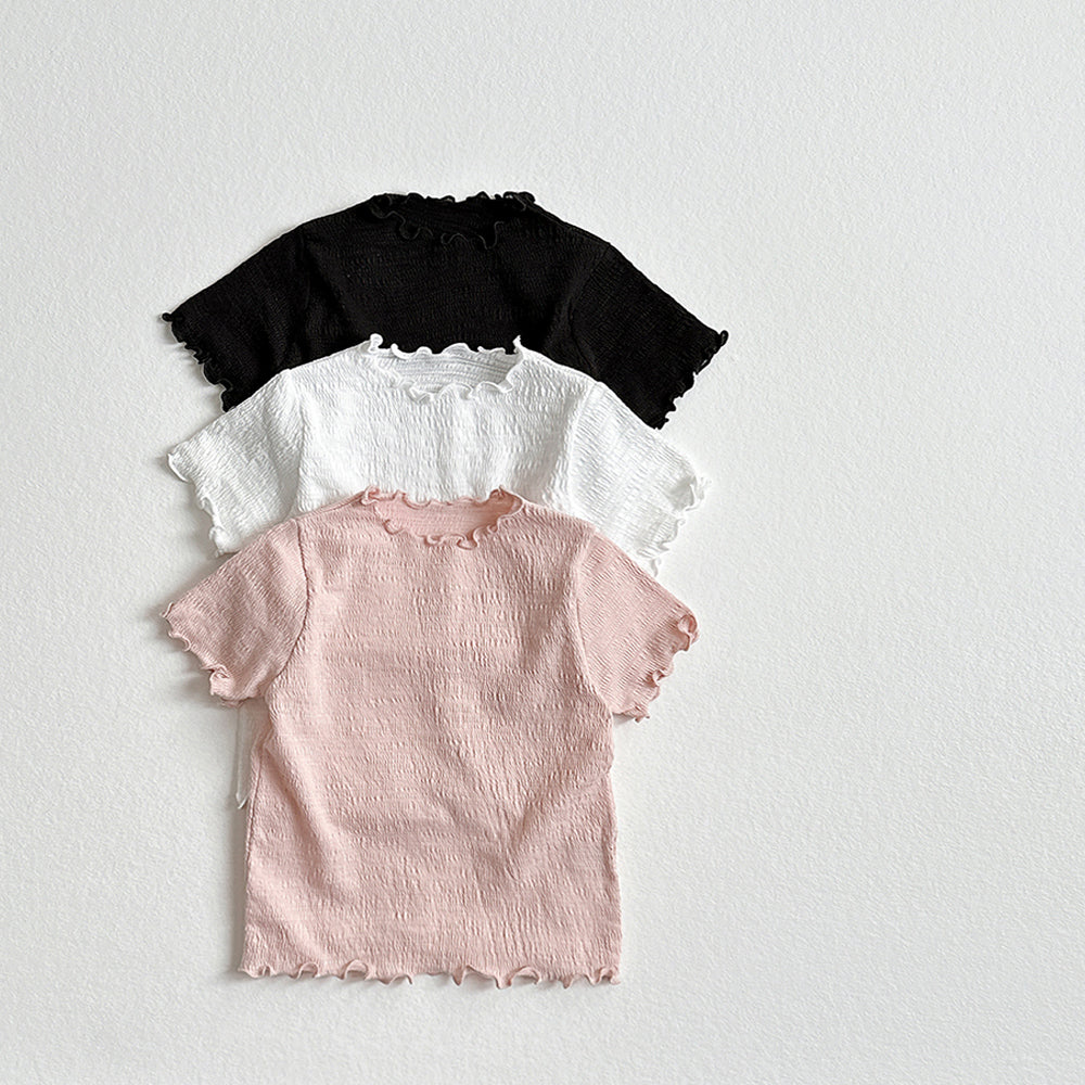 Yoryu Slub Lettuce-Edge Tee Korean toddler t-shirt in black made in Korea
