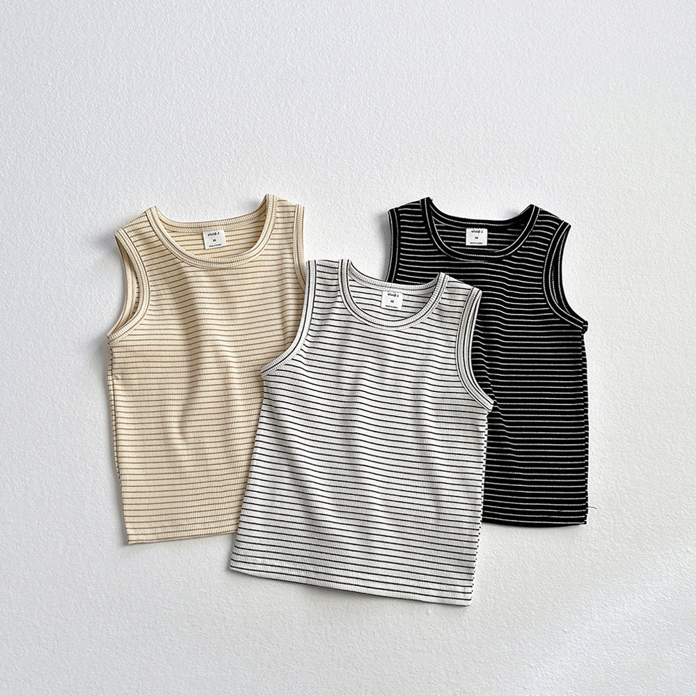 Stripe Ribbed Tank Top Korean toddler tank top in black made in Korea