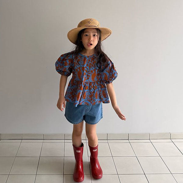 Isabelle Blouse - Adult Korean kids blouse in blue made in Korea