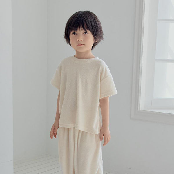 Multi Terry Short Sleeve Tee Korean toddler t-shirt in cream made in Korea