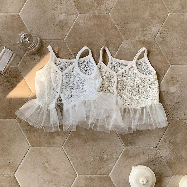 Judy Bustier Korean infant tops in white made in Korea