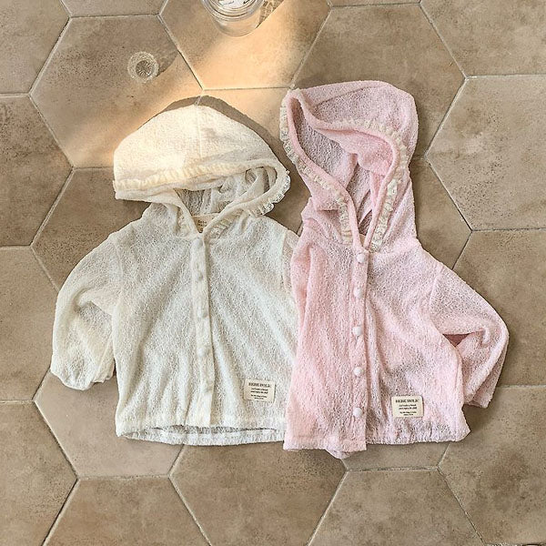 Lace Hooded Jacket Korean infant jacket in cream made in Korea