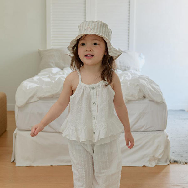 Ruffle Sleeveless Blouse Korean toddler blouse in ivory made in Korea