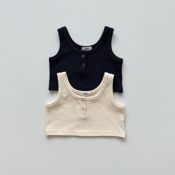 Mini Waffle Tank Top Korean toddler tank top in ivory made in Korea