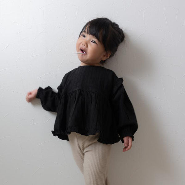 Shoulder Ruffle Blouse Korean infant blouse in ivory made in Korea