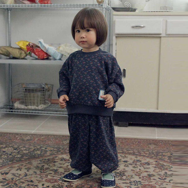 Madeleine Waffle Jogger Pants Korean toddler pants in navy made in Korea