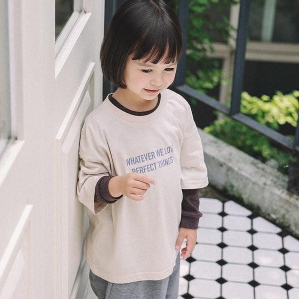 Lettering Short Sleeve Tee Korean infant t-shirt in gray made in Korea