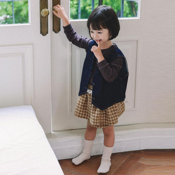Tiered Skort Korean infant skort in mustard made in Korea
