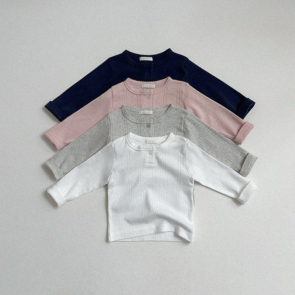 Kylie Placket Tee Korean toddler t-shirt in ivory made in Korea
