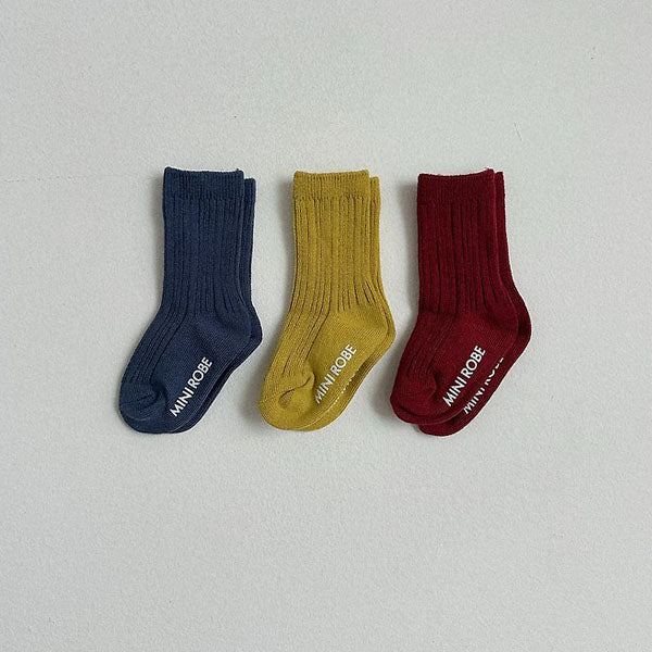 Cotton Ribbed Socks Korean toddler accessory in 3 colors set made in Korea
