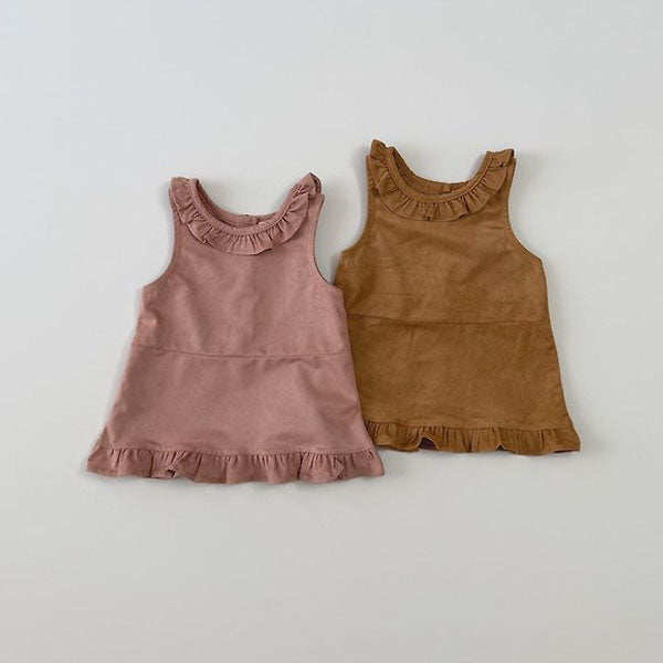 Suede Dress Korean toddler dress in pink made in Korea