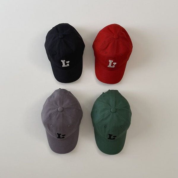 L Logo Ball Cap Korean toddler accessory in purple made in Korea