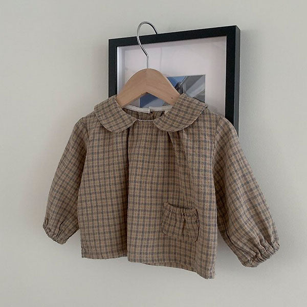 Double Blouse Korean infant blouse in khaki made in Korea