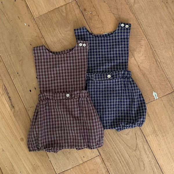 Cuckoo Overall Bodysuit Korean infant bodysuit in brown made in Korea