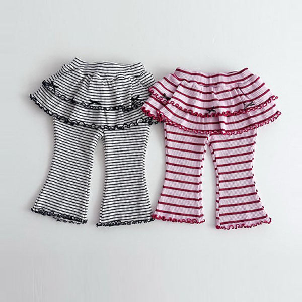 2-Tier Ribbon Pants Korean infant pants in pink red made in Korea
