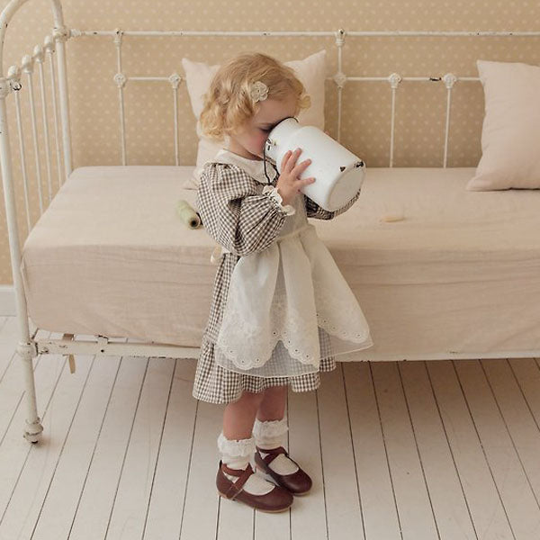 Fleur Apron Korean infant accessory in cream made in Korea
