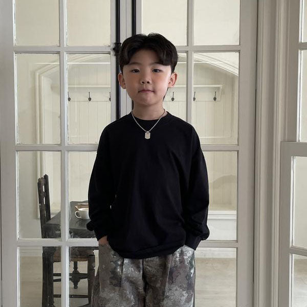 School Long Sleeve Tee Korean infant t-shirt in ivory made in Korea