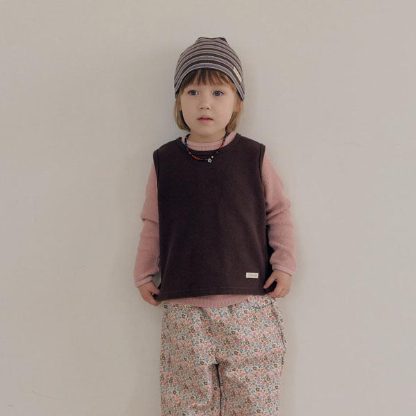 Button Reversible Vest Korean toddler jacket in pink made in Korea