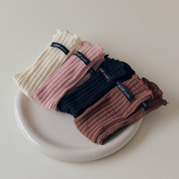 Autumn Ribbed Socks Korean toddler accessory in cream made in Korea