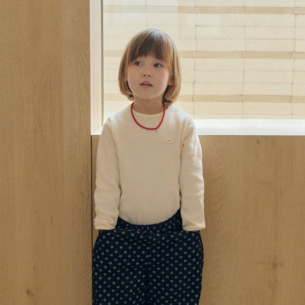 Waffle Daily Tee Korean toddler t-shirt in cream made in Korea
