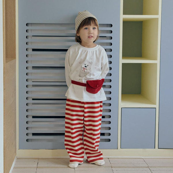 Candy Stripe Pants Korean toddler pants in black made in Korea