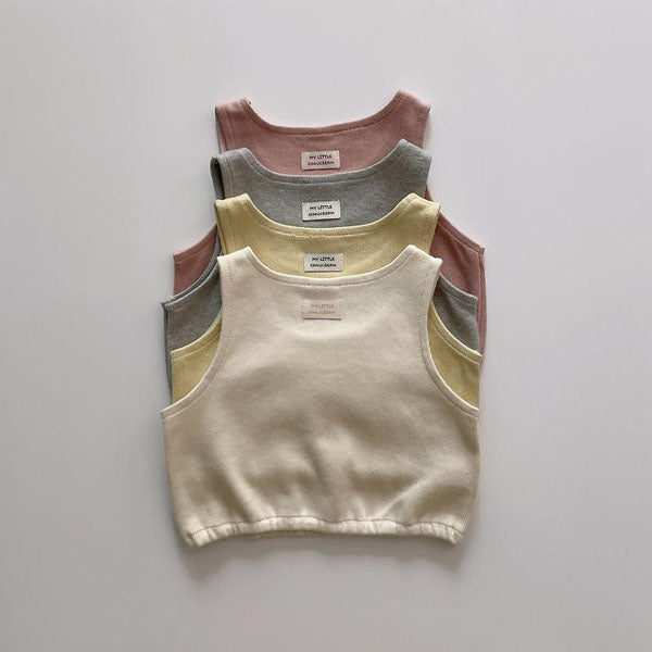 Ribbed Vest Korean toddler jacket in cream made in Korea