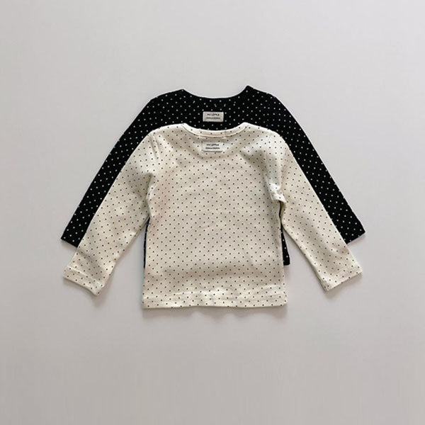 Polka Dot Tee Korean toddler t-shirt in cream made in Korea