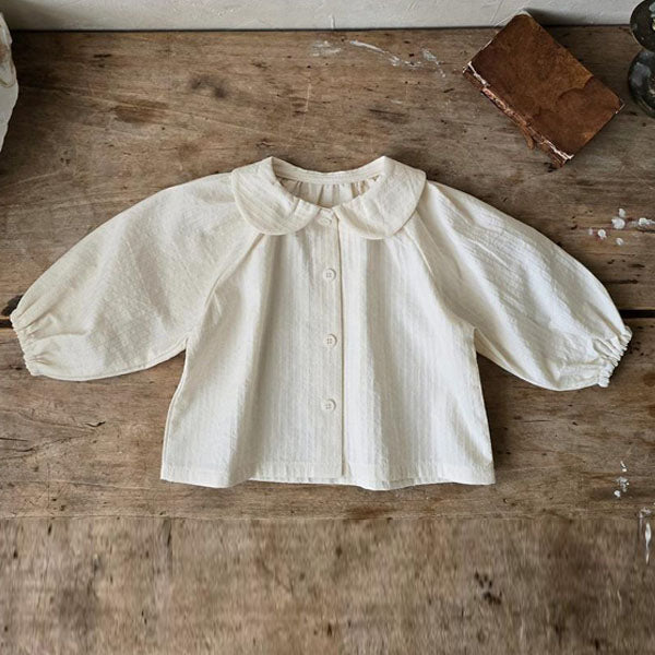 Round Collar Blouse Korean infant blouse in ivory made in Korea