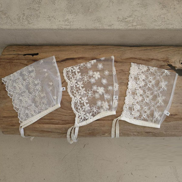 Lace Bonnet Korean infant accessory in garden made in Korea