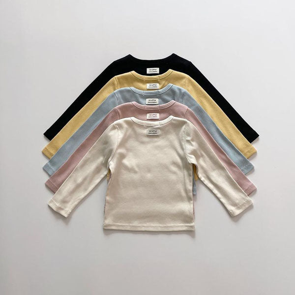 Solid Ribbed Tee Korean toddler t-shirt in ivory made in Korea